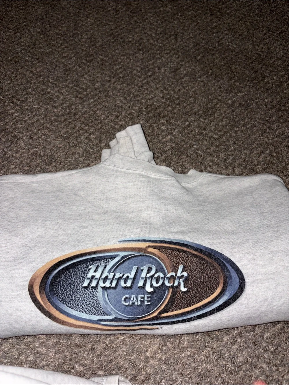 Hard Rock Cafe Light Gray Men's Crewneck Sweatshirt with Blue Logo